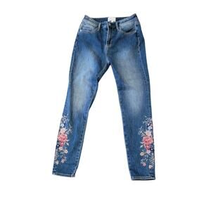 Free People Driftwood Jackie Embroidered Jeans Size 26 | Floral Ankle Denim